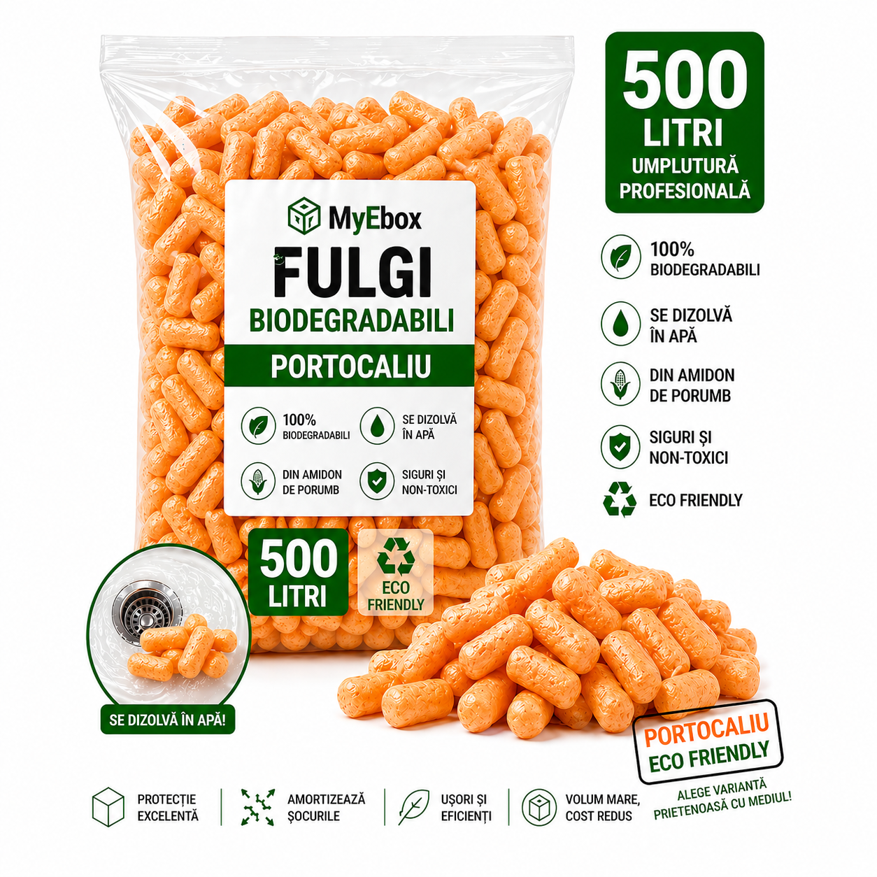 Fulgi Biodegradabili Portocaliu 500 litri Fulgi Biodegradabili Portocaliu 500 litri