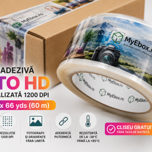 Banda Adeziva Personalizata FOTO HD 1200 DPI 48mm x 66 yds cu imprimare digitala full colors